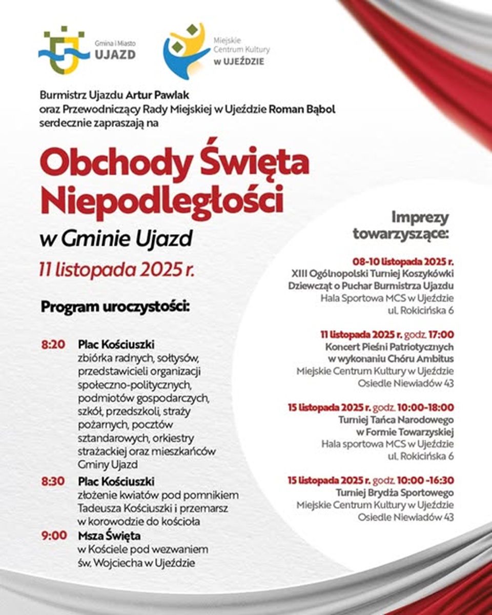 aktualność: 🇵🇱 Świętujmy razem 11 Listopada w Ujeździe! 🇵🇱